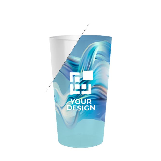 Vaso de plástico apilable con marcaje InMold tamaño grande 600ml