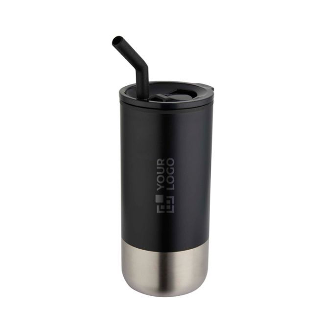 Vaso aislante con pajita de acero y de punta de silicona 480ml
