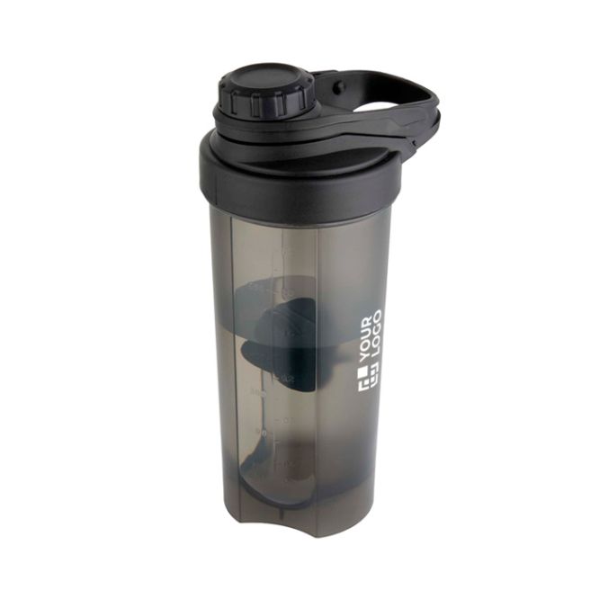 Botella deportiva de plástico PP con bola mezcladora y marcas 700ml