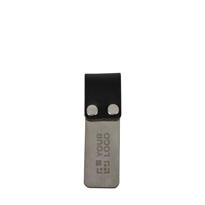 Clip para bolígrafo de acero inoxidable con funda de cuero sintético