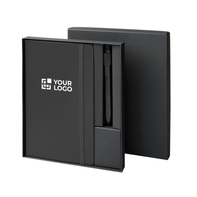 Set de regalo con libreta de tapa dura y bolígrafo de tinta negra