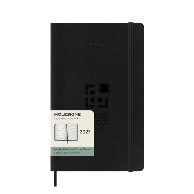Agenda semanal de tapa blanda Moleskine con hojas a rayas 
