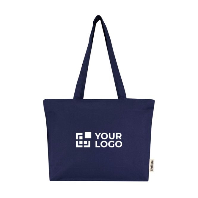 Bolsa tote de algodón con cremallera y asas largas 320 g/m2
