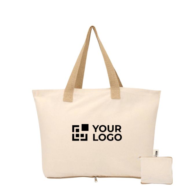 Bolsa de algodón reciclado plegable con certificado GRS 7L 140g/m2