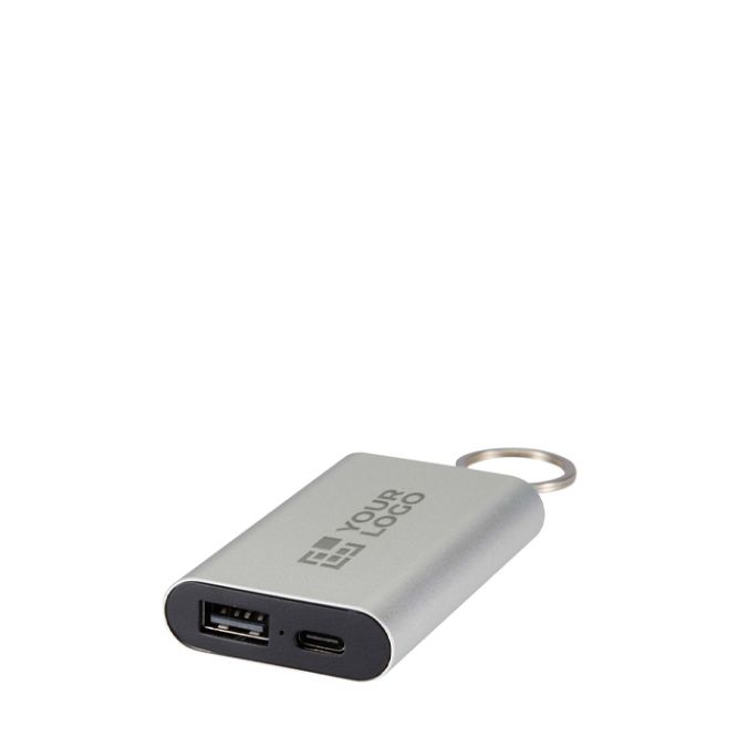 Power bank personalizable de aluminio reciclado con llavero 2.000 mAh