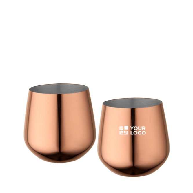 Juego de dos tazas en acero inoxidable con acabado en oro rosa 540ml