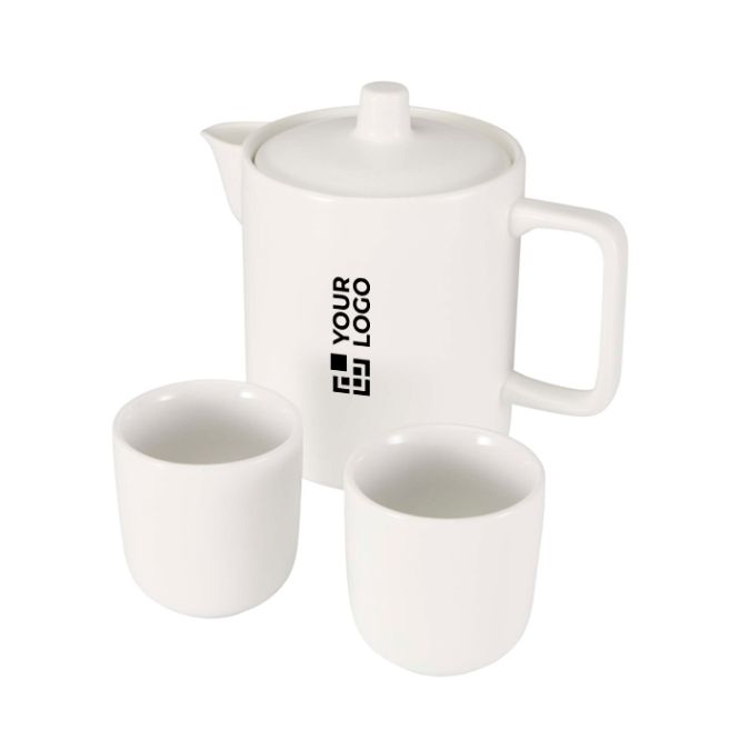 Tetera con dos tazas de cerámica para servicio de té 600ml