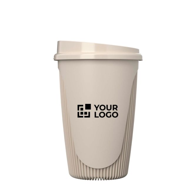Vaso reutilizable con tapa clip y reborde aislante 350ml