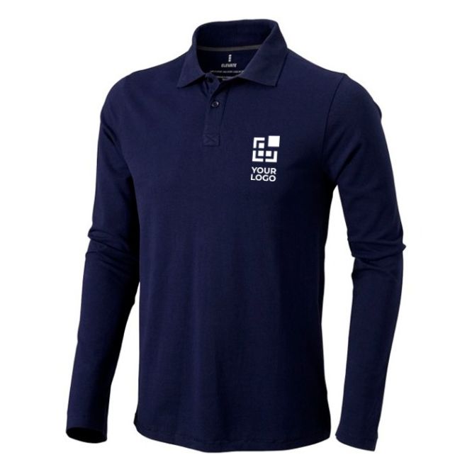 Polo de algodón para hombre de manga larga 180 g/m2 Elevate Life de color azul oscuro ideal para trabajadores y hostelería