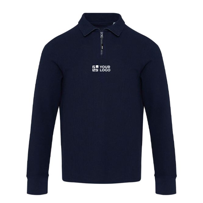 Polo algodón unisex manga larga con media cremallera 245g/m2 Elevate