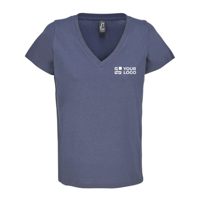Camiseta de algodón semi peinado para mujer en cuello V SOL'S