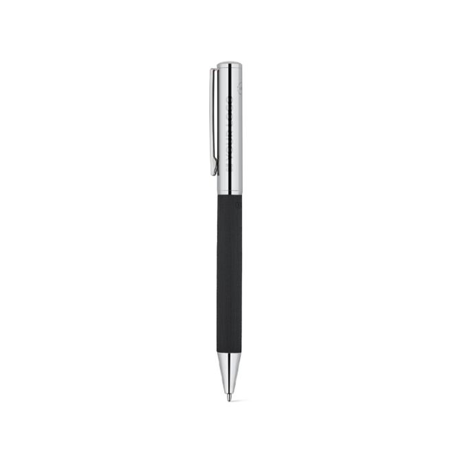 Bolígrafo cromado de acero inoxidable acabado brillante tinta negra