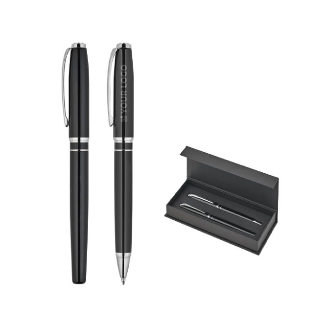 Set de escritura premium con bolígrafo y roller en tinta azul