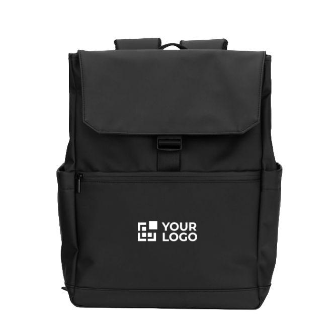 Mochila de cuero sintético con solapa ideal para portátiles de 16