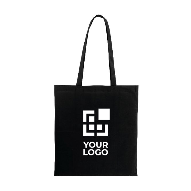 Bolsa de algodón con logo de colores con asas largas 100 g/m2