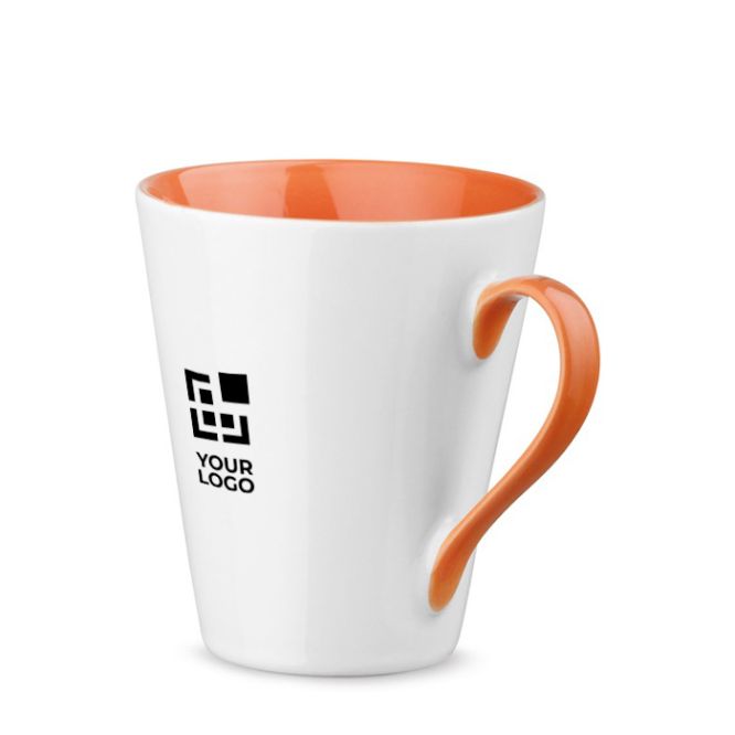 Mug de cerámica blanca de diseño original con interior y asa a color 320ml