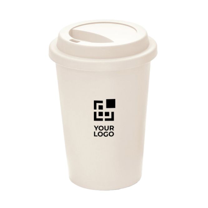 Vaso para llevar personalizado reutilizable de plástico de pared simple con tapa 450ml