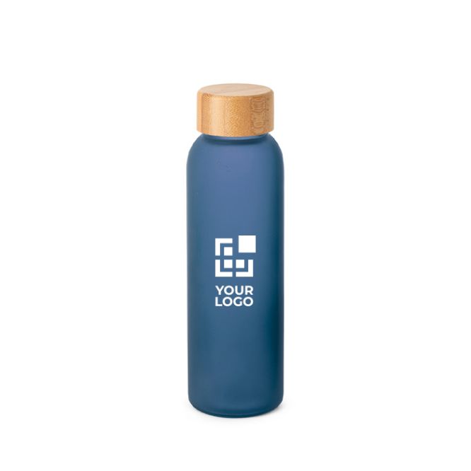 Botella de vidrio esmerilado con tapón de rosca de bambú 520ml