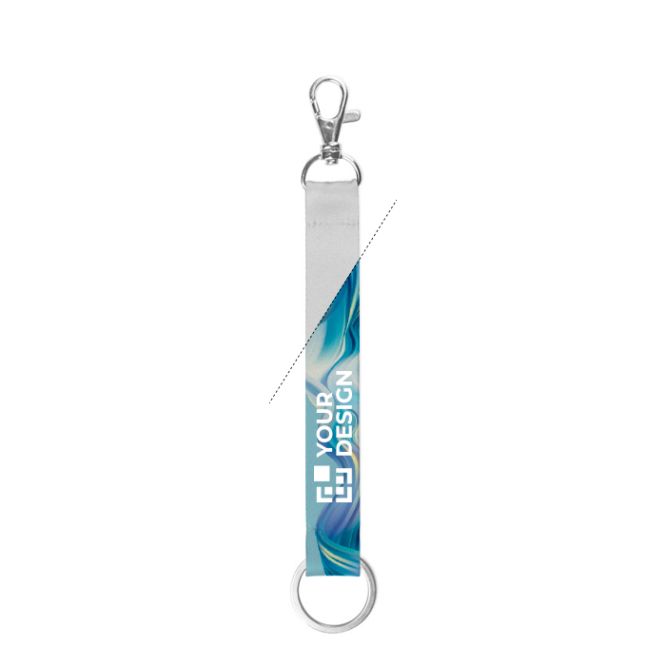 Lanyard corto de poliéster reciclado con anilla y mosquetón 2 x 1,5cm