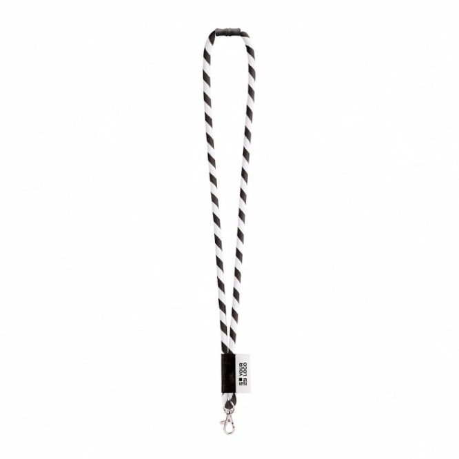 Lanyard tubular de poliamida con mosquetón y etiqueta sublimable
