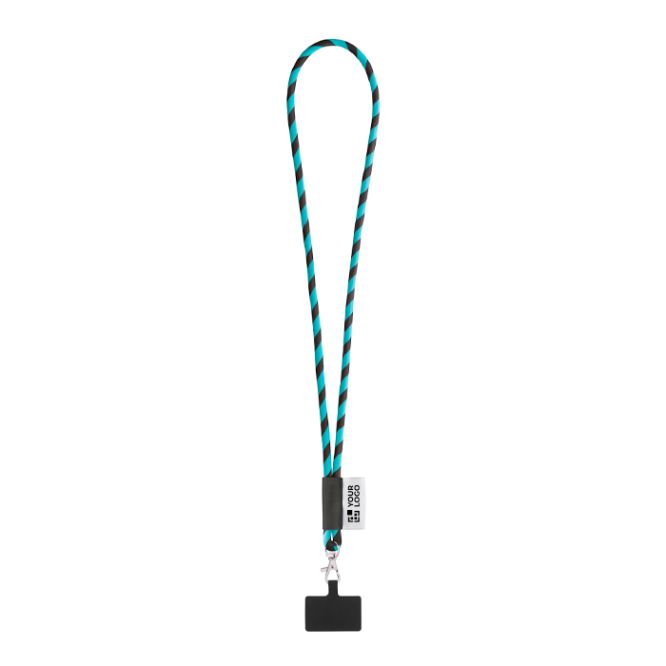 Lanyard tubular con mosquetón y soporte para móvil 6,5 x 4,1cm