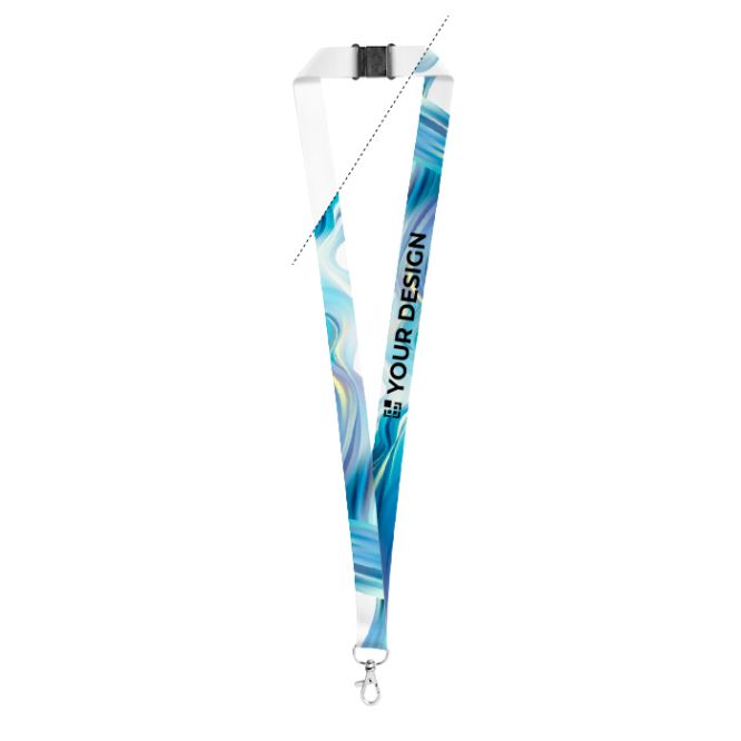 Lanyard de poliéster reciclado con cierre de seguridad y mosquetón