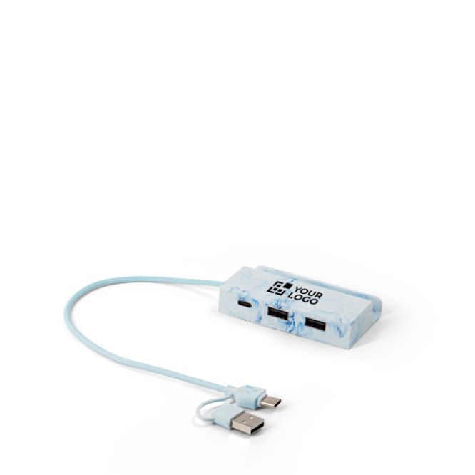Hub USB con formas de agua y 4 puertos con soporte para móvil