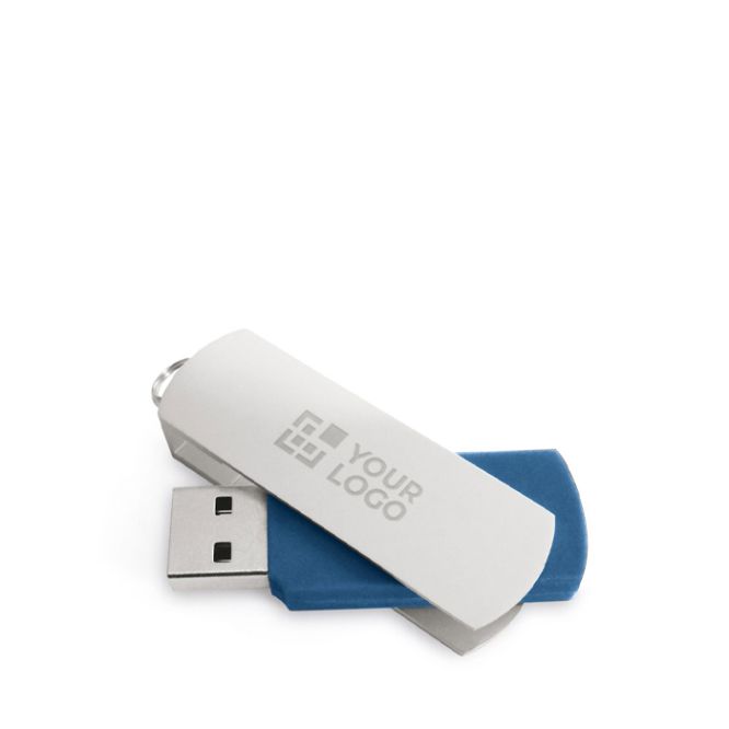 Memoria USB hecha de plástico con clip de aluminio giratorio