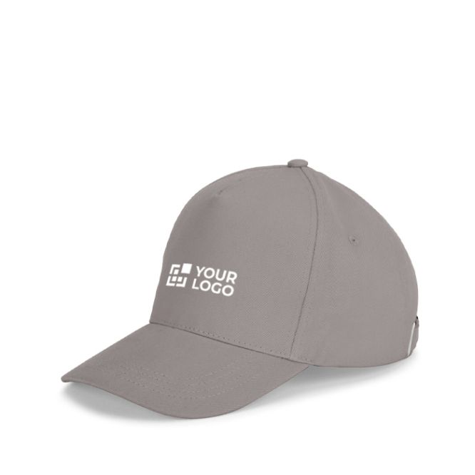 Gorra de algodón cepillado 5 paneles con hebilla metálica 260 g/m2