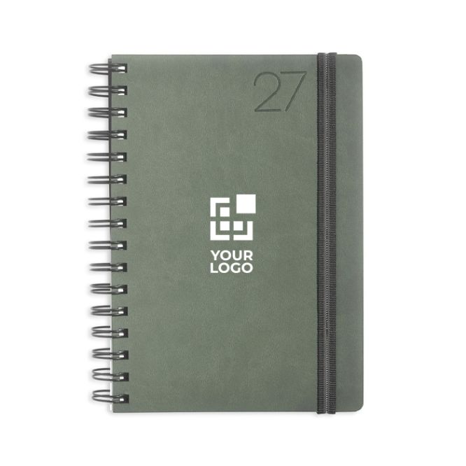 Agenda diaria con cubierta de piel sintética y doble anilla A5