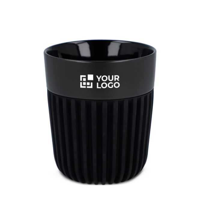 Taza fabricada en Europa con funda de silicona negra 280ml