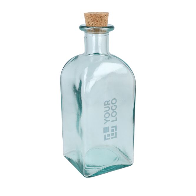 Botella cuadrada de vidrio fabricada en Europa con tapa antigoteo 1L