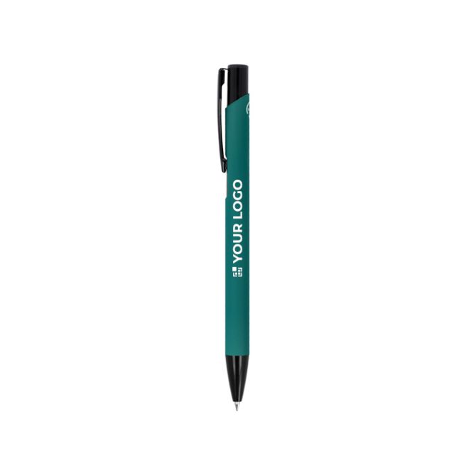 Bolígrafo de aluminio reciclado con clip negro y tinta azul