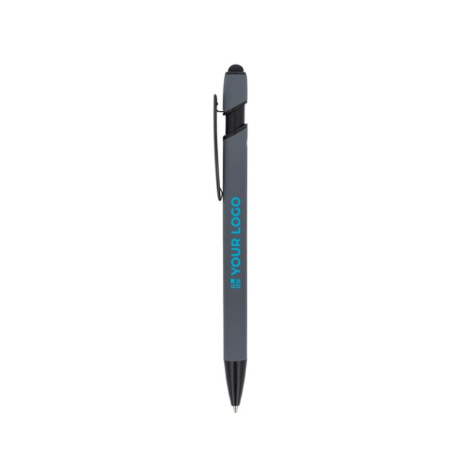 Bolígrafo de aluminio reciclado de tacto suave con stylus tinta azul