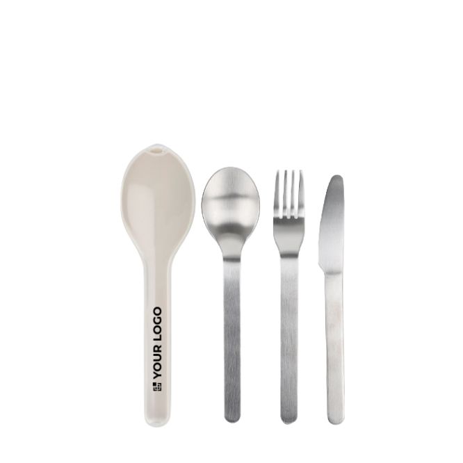 Set de 3 cubiertos de acero inox en estuche de plástico resistente