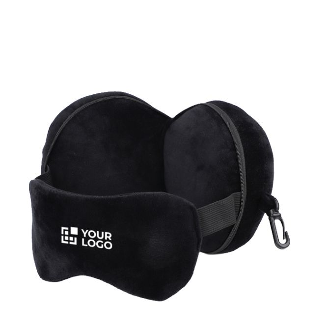 Almohada de viaje con antifaz integrado 2 en 1 y funda