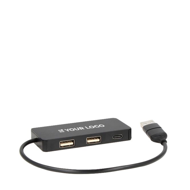 Hub USB-C y USB-A de aluminio reciclado con 3 puertos