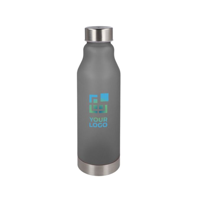 Botella de RPET reutilizable antigoteo con acabado frosted 600ml