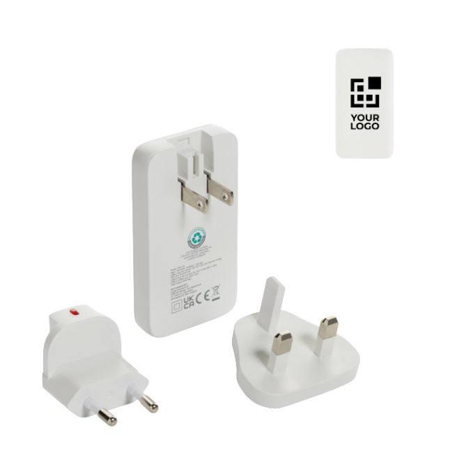 Cargador plano ultrafino con clavijas viaje y USB-C 65W