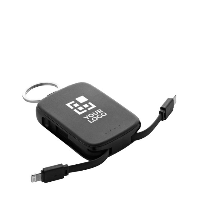 Powerbank llavero ecológico con cables integrados 2000 mAh