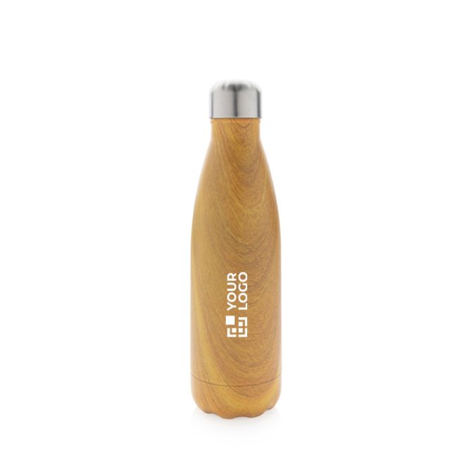 Botella de acero con estampado de madera vista principal