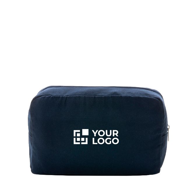 Neceser con logo fabricado en lona reciclada de 285 g/m2 color azul marino