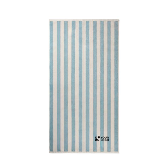 Toalla de playa de algodón reciclado rayas bicolor 450 g/m² 80 x160 cm