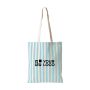 Bolsa de algodón reciclado con asas largas y diseño rayado 180g/m²