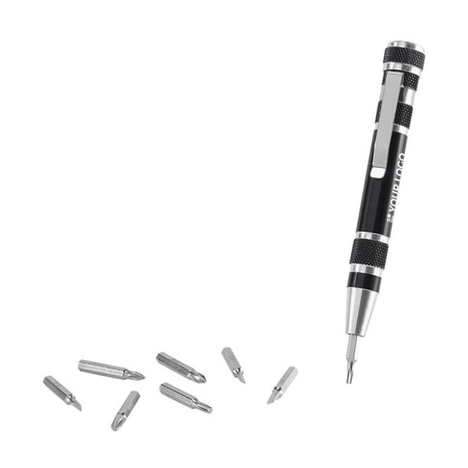 Set de mini herramientas de metal color negro