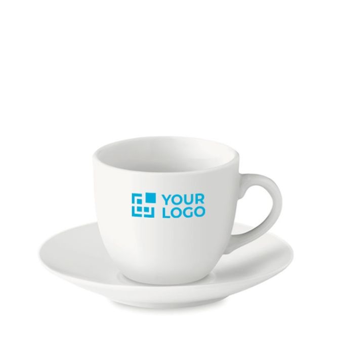 Taza de café espresso con plato vista principal