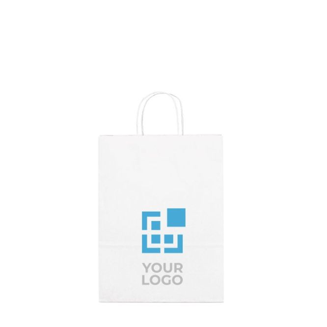 Bolsas kraft personalizadas pequeñas blancas vista principal