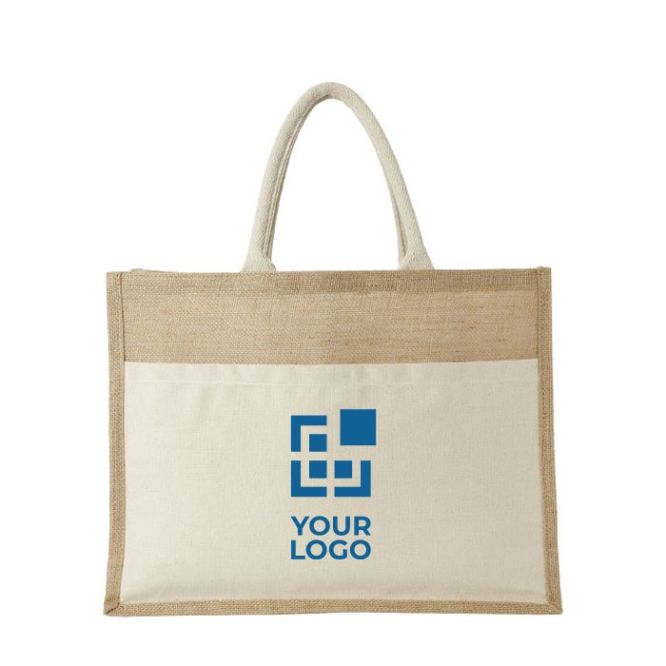 Bolsa de jute con bolsillo para imprimir vista principal
