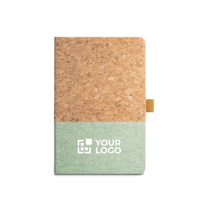 Libreta con tapa de corcho y logo vista principal