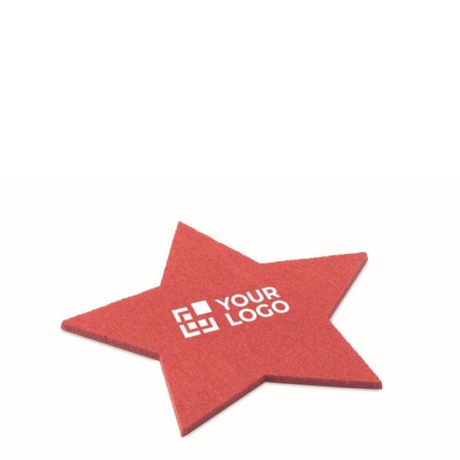 Posavasos con logotipo forma de estrella de color rojo segunda vista